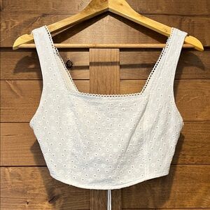 Altar’d State White Eyelet Cropped Tank with Matching Eyelet Skirt size M